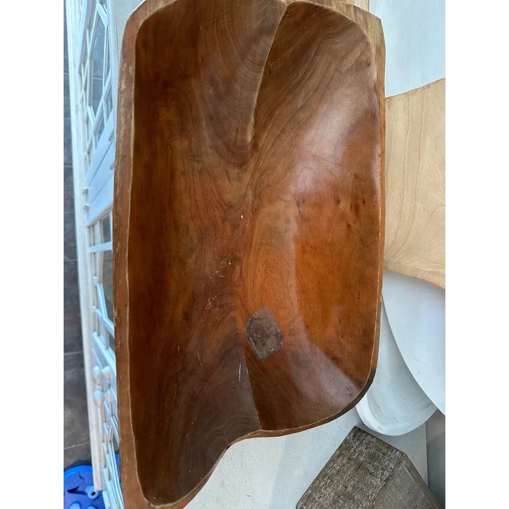 Vintage‎ Hand-Carved Teak Dough Bowl – 16
